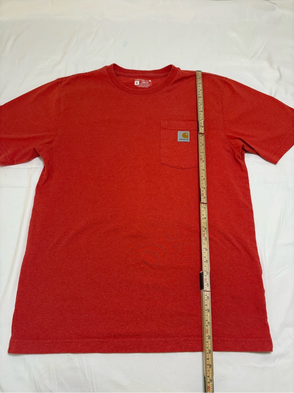 Carhartt Orange Red Men’s Medium Loose Fit Rugged Flex Tee Shirt Cotton Blend - Picture 6 of 8